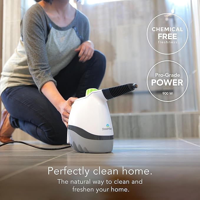 Steamfast SF-210 Handheld Steam Cleaner 6 Accessories Included 12-Foot Power Cord Chemical-Free Steam Heats Up in 3 Minutes 6-Ounce Water Tank Powerful Steam Removes Dirt Grime Grease and More