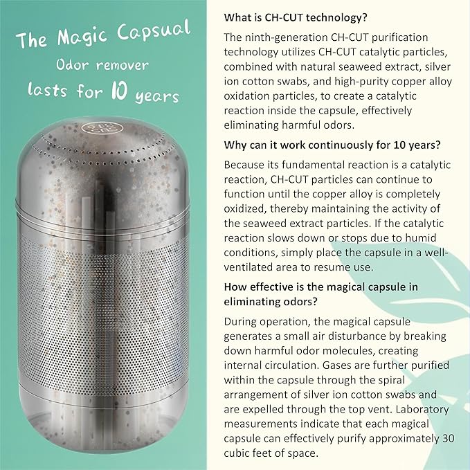 Magic Capsule-2026 NEW Upgrade-Refrigerator Deodorizer Lasts for 10 Years Odor Eliminator Fridge Deodorizer Beats Baking Soda and Bamboo Charcoal Air Purifying Bags