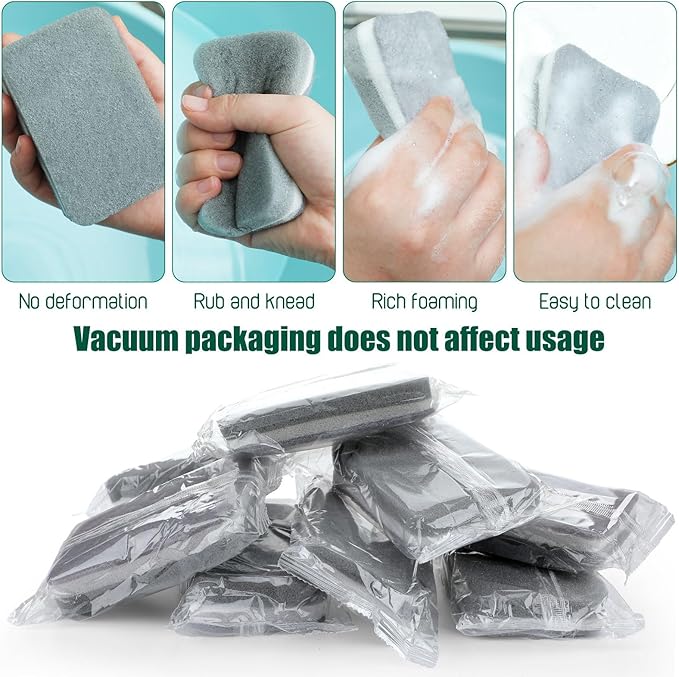 Tanlade 240 Pcs Individually Wrapped Sponge Dishwashing Sponge Bulk Non Scratch Scrub Sponges Kitchen Scouring Pad for Household Cleaning Rental Dishes Hotel Apartment Car (GrayWhite)
