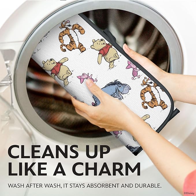 Disney Dish Drying Mats for Kitchen Counter (2 Pack) – 16 x 18 Absorbent Kitchen Drying Mats for Dishes – Mickey &amp Minnie Winnie the Pooh &amp Stitch Dish Mats