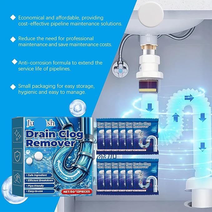 Drain Cleaning Tablets - Clog Remover for Toilet Sink Bathtub &amp Kitchen Drain - Deodorizing &amp Eco-Friendly Formula(2PCS)