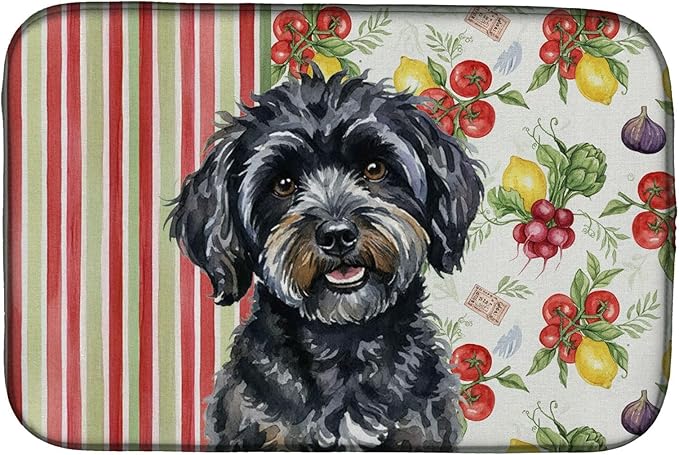 Caroline's Treasures Black Havanese Vegetables Dish Drying Mat Absorbent Dish Drying Mat Pad for Kitchen Counter Dish Drainer Mat for Countertop 14 x 21 Multicolor