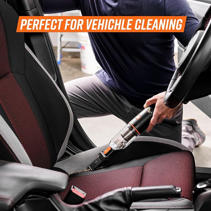 Armor All AA07V2 0901 Cordless Car Vacuum Handheld Mini Vacuum Cleaner for Car Interior Home Orange