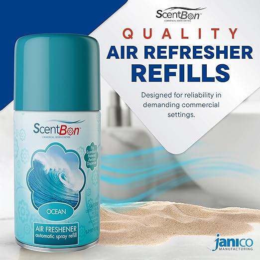 Metered Air Freshener Refills for Aerosol Dispenser – Ocean Scent – 6.2 oz – 12 Pack – Automatic Air Freshener Spray Refill – Commercial Aerosol Deodorizer for Office Bathroom Gym Businesses