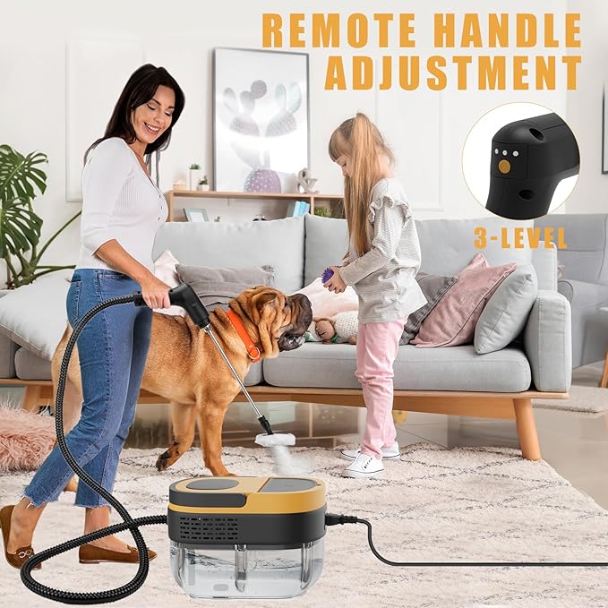Steam Cleaner - 3-Level Adjustable Handle 15s Heat-Up - Steaming cleaner with 10pcs Accessories - Portable Steam Cleaner for Home for Car Dirt Grease Grout Tile Floor Couch Furniture-Yellow