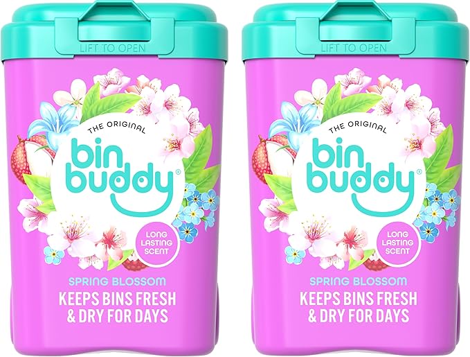 Bin Buddy Spring Blossom Pack of 2 - Leaves Your Bin Fresh and Smelling Great – Suitable for Indoor Kitchen Bathroom Compost Food Waste and Outdoor Wheelie Bins