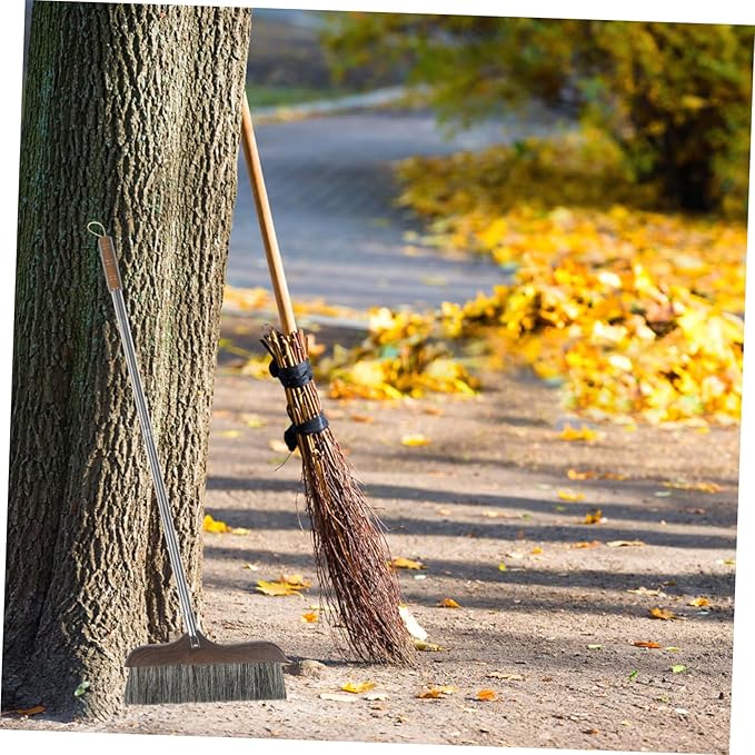 Long Handle Bristle Broom Push Broom for Kitchen Floor Cleaning Home Office Use Reusable Cleaning Tool