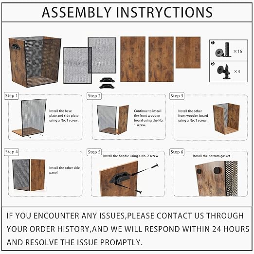 3 Gallon Bamboo-Wooden Trash Can - Rustic Office Waste Paper Basket - Decorative Garbage Bin for Bedroom Bathroom Kitchen Living Room