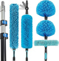 20 Foot High Ceiling Fan Duster with 5-12ft Extension Pole Extendable Reusable Cobweb Feather Window Cleaning Squeegee Kit
