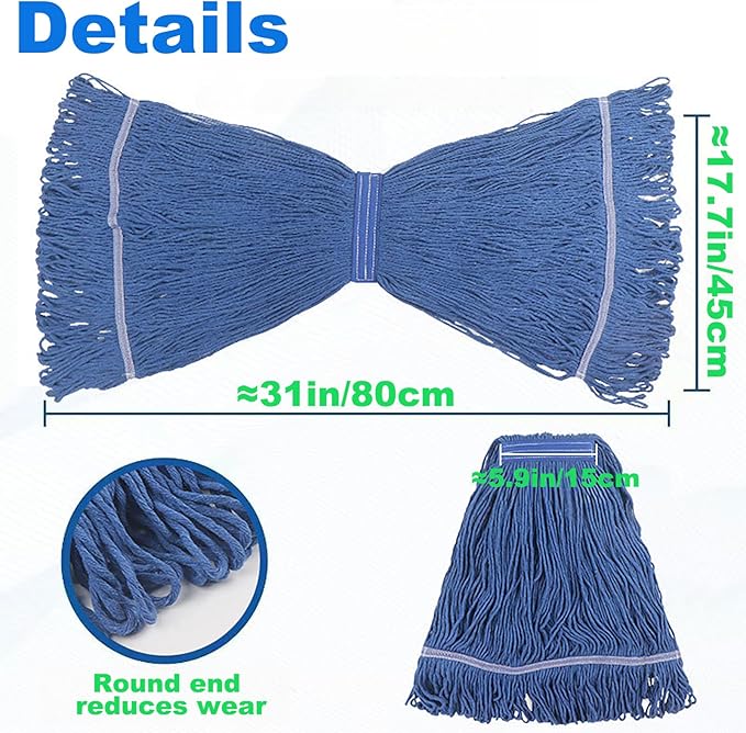 Commercial Mop Head Replacement 6 Pack Heavy Duty Cotton Mop Heads Super Absorbent &amp Washable Floor Cleaning Mop Refills for Cleaning Services Offices &amp Home Use