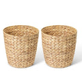 2-Pack Woven Waste Basket for Bathroom Bedroom or Living Room | Wicker Wastebasket Style Handwoven Basket Made from Water Hyacinth | Modern Boho Storage Basket