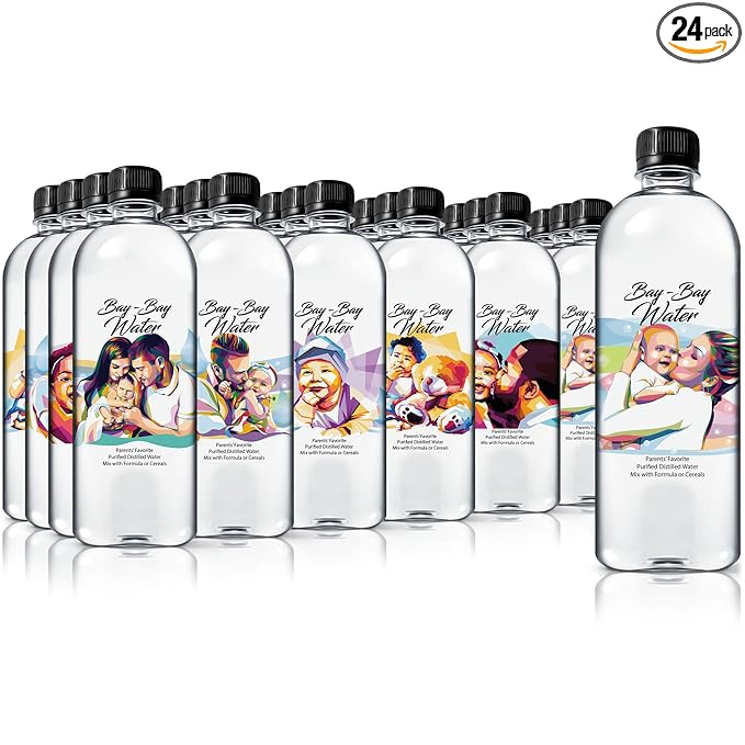 Bay Bay Water - Purified Distilled Water for Babies - 16.9 oz. - Use for Everyday Drinking Infant Formula Milk and Baby Cereal - BPA Free - No Fluoride Phosphate - Prevent Mineral Overload - (24)