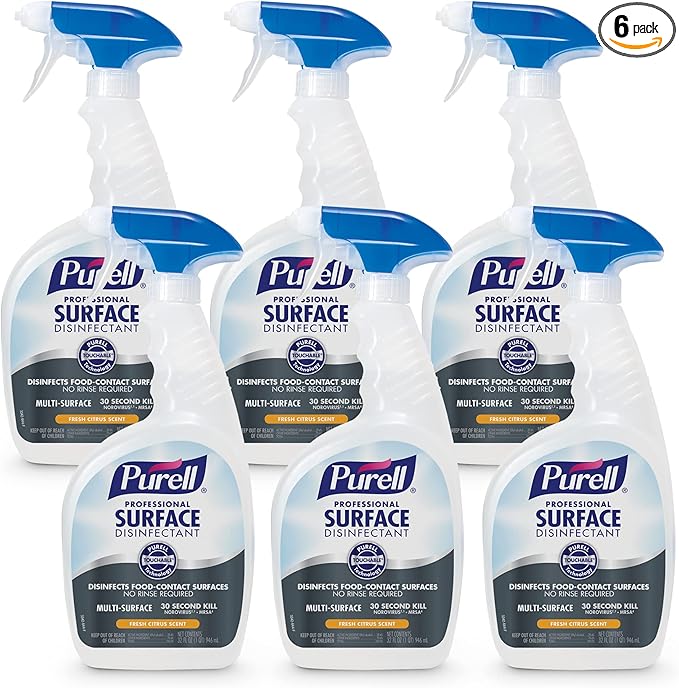 PURELL Professional Surface Disinfectant Spray Citrus Scent 32 fl oz Capped Bottle with Spray Trigger in Pack (Pack of 6) - 3342-06