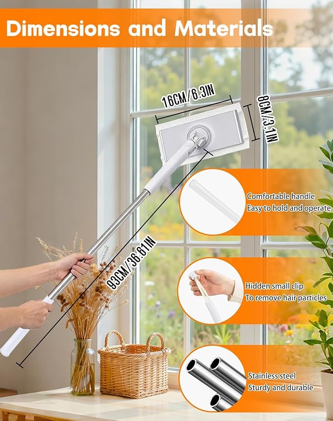 Snap Grip Mini Mop Cloth Changing Mini Mop Magic Cleaning Cloth 5 Automatic Gripping or Releasing 360° Rotating Head &amp Universal CompatibilityWet/Dry Use for Multi Cleaning(White 5 Cloth)