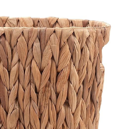 Bathroom Trash Can Handwoven Wicker Trash Can with Handles for Bedroom Living Roon Kitchen Bathroom and Office Water Hyacinth Wicker Waste Basket 1 Pack 13L x 7.5W x 12.2H 3.2 Gallon