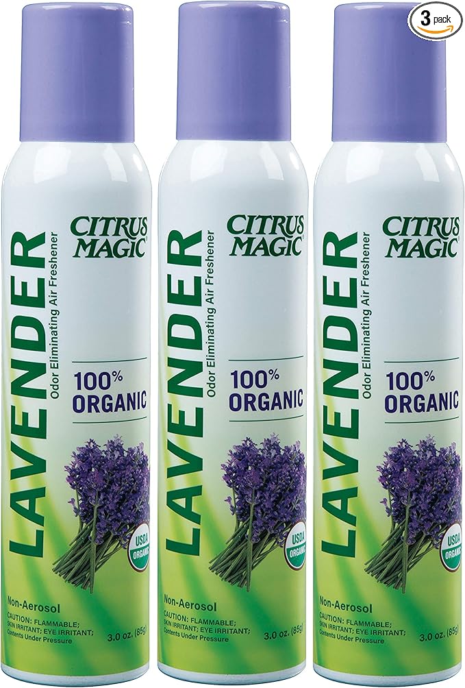 Citrus Magic Organic Natural Odor Eliminating Air Freshener Spray Lavender Eucalyptus 3-Ounce Pack of 3