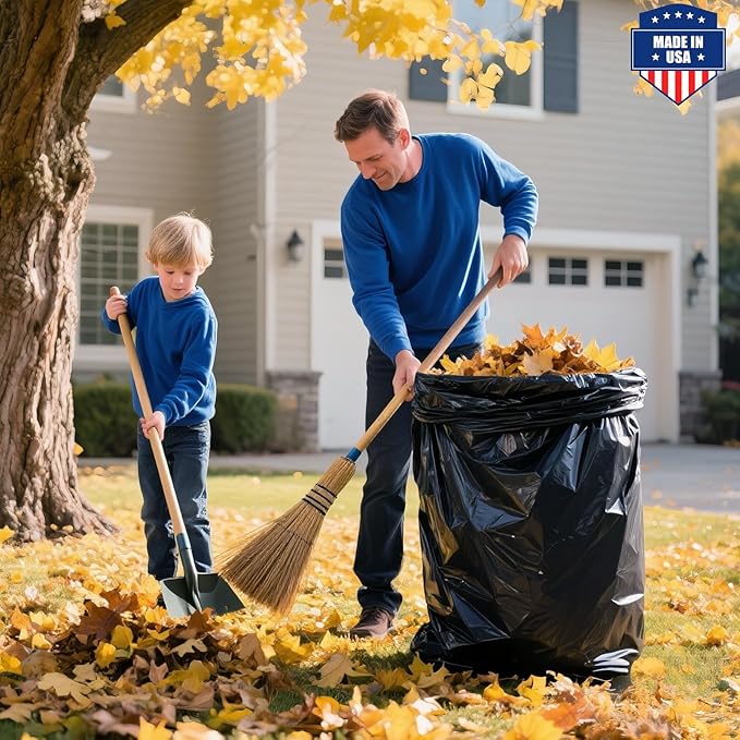Fuxury 55-60 Gallon Extra Large Trash Bags 100 Count Black Garbage Bags 23 Mic Thick 38x58 in Star-Seal Bottom Plastic Bags Ideal for Home Yard &amp Commercial Use Made in USA