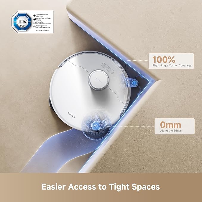 Mova P50 Ultra Robot Vacuum Cleaner with Flexible Mop 19000 Pa Suction Power with Anti-Tangle Brush Corner and Edge Cleaning 167℉ Automatic Cleaning &amp Self-Drying &amp Cleaning Auto Empty &a
