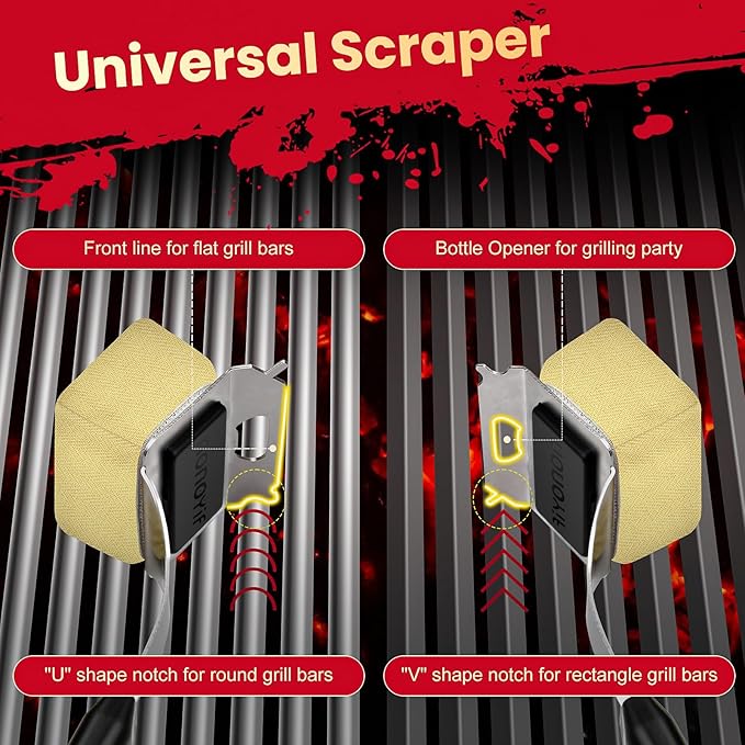 Grill Brush Bristle Free + 5 Replaceable Pads Grill Cleaner Brush for Outdoor Grill Steam Grill Brush and Scraper for Cast Iron/Stainless Steel Grates BBQ Grill Brush Gift for Men Dad