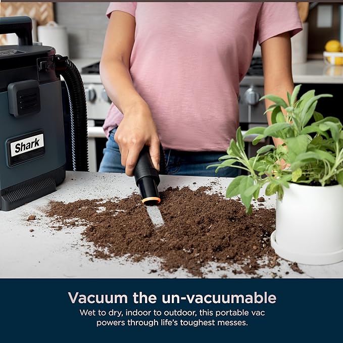 Shark VS101 MessMaster Portable Wet Dry Vacuum 1 Gallon Capacity Corded Perfect for Pets &amp Cars AnyBag Tech Self-Cleaning Ultra-Powerful Suction for Tough Wet &amp Dry Messes Blue