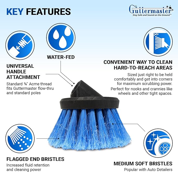Guttermaster GM-315 Blue 4.5 Inch Diameter Round Medium Soft Flow Through Brush