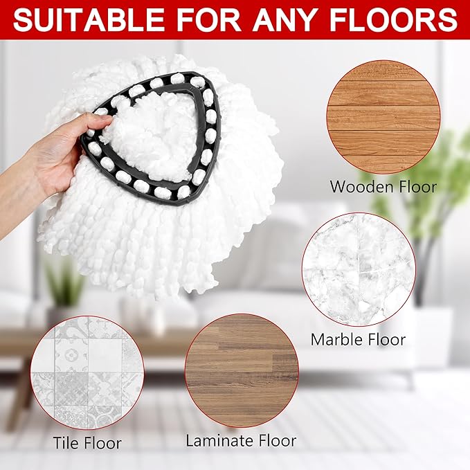 15-Pack Spin Mop Superior Replacement Heads – Compatible with O-Cedar EasyWring and Other Spin Mops Durable and Washable Refills for Effortless Floor Cleaning - iDeaology