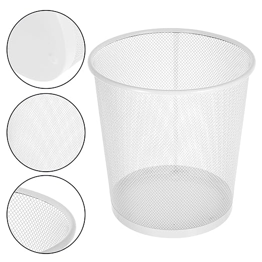 Mesh Iron Wire Desktop Garbage Can Medium Metal Wastebasket with Wide Opening for Office Home Desk Trash Bin Stylish Narrow Design