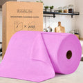 KitchLife Microfiber Cleaning Cloth Roll 100 Pack - Tear-Away Microfiber Paper Towels Lint-Free Reusable Washable for Kitchen Car Dishes and Sensitive Surfaces (Light Purple)