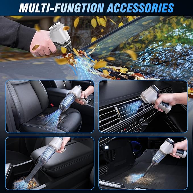 Handheld Car Vacuum - 15000Pa Cordless Wet/Dry 120W High Power with Complete Accessory Kit for Cars Pet Hair Home &amp Office