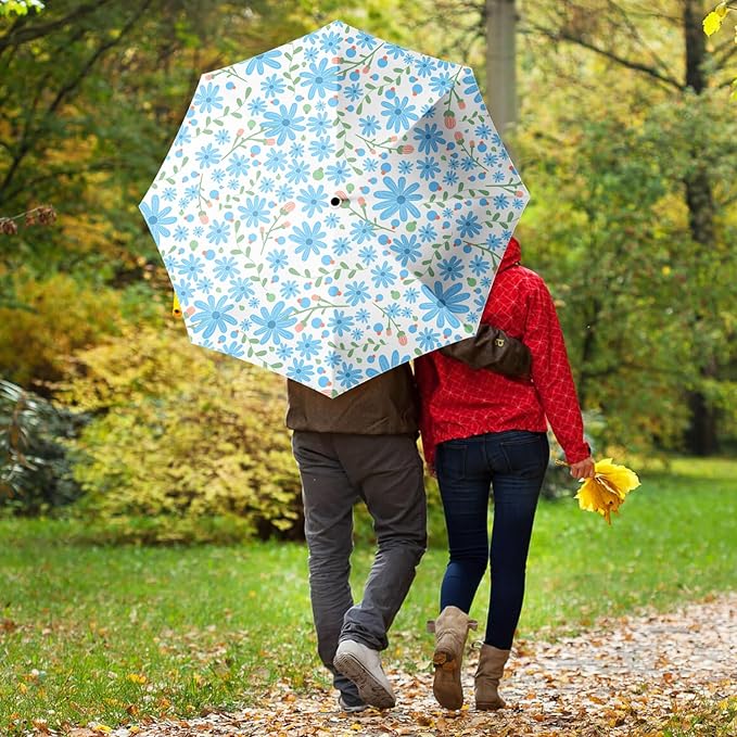 Small Compact Travel Automatic Folding Umbrella for Women Portable Lightweight Rain Wind UV Sun Shade