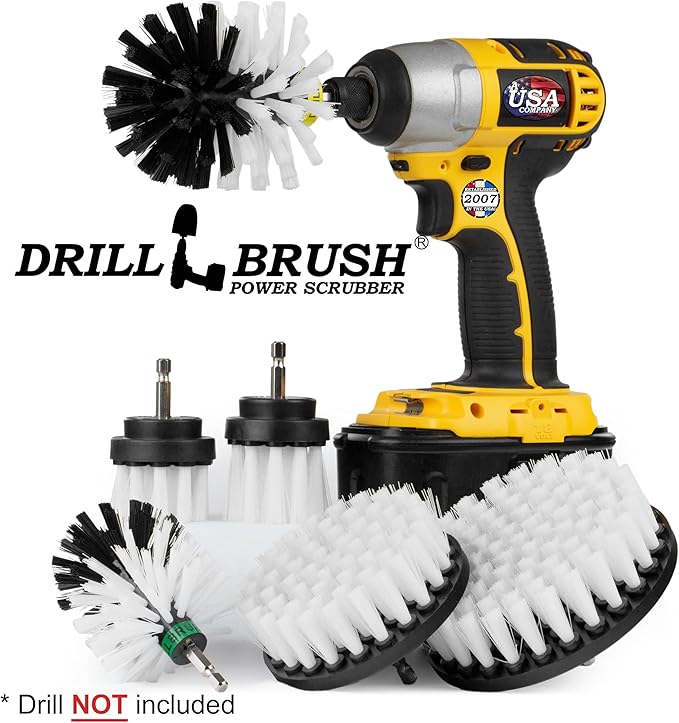 Drill Brush – Ultimate Car Wash Kit - Cleaning Supplies – Car Carpet - Truck Accessories - Wheel Brush - Motorcycle Accessories - Car Mats - Spin Brush - Interior Leather Vinyl Upholstery Fabric