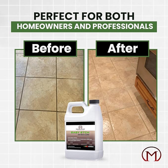 Easy Etch – Acid-Based Tile &amp Grout Cleaner Concentrate (Grout Haze/Mortar Smear Remover Mineral Deposit &amp Rust Stain Remover Grout Prep for Color Sealer)