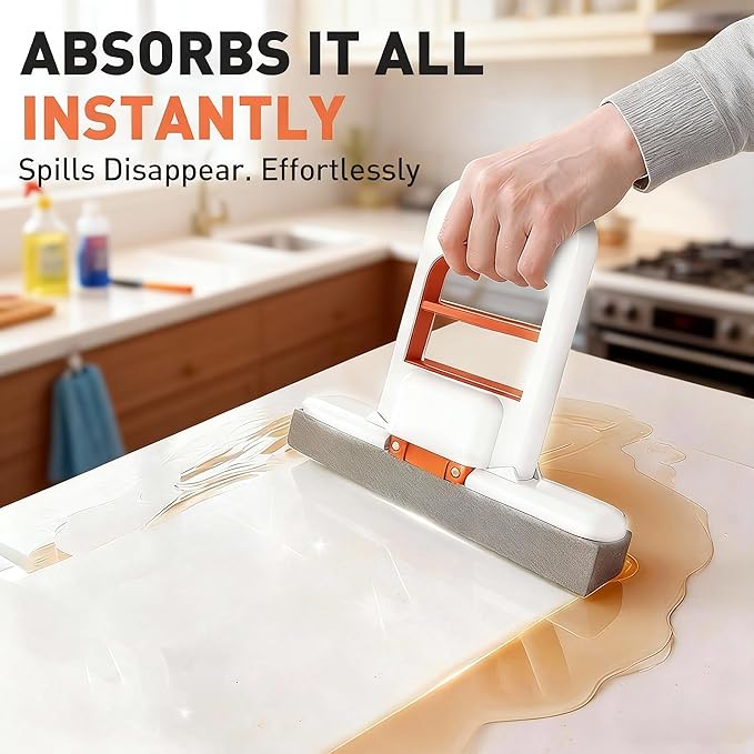 Gray Mini Foldable Desktop Mop for Small Spaces Wet and Dry Portable Cleaning Sponge Mop Self-Squeezing Sponge Mop with Replaceable Head for Kitchen Bathroom Car Desk