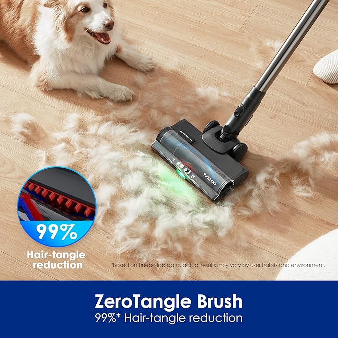 Tineco Pure ONE S50 Pro Cordless Vacuum 150AW Suction 95Min Runtime Anti-Tangle Brush 120° Green Light Easily Tackles Large Debris Stick Vacuum Cleaner for Pet Hair Carpet &amp Hard Floor