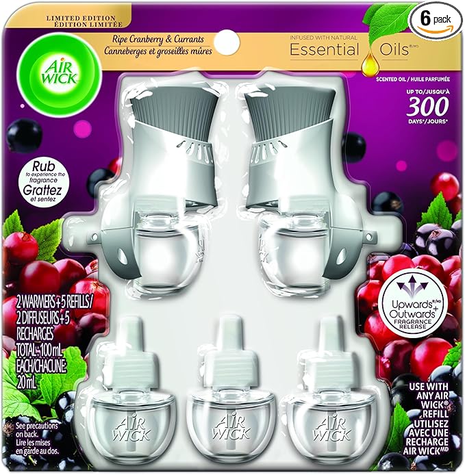 Air Wick Plug-in Scented Oil Kit Wild BerriesInfused With Natural Essential Oils 2 Plug-ins + 5 Refills