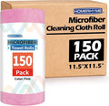 HOMERHYME Microfiber Cleaning Cloth 150 Sheets Tear Away Shop Towels Reusable Washable Microfiber Towels for Cars Lint Free Cleaning Rags for Home Automotive Workshop &amp Garage 11.5x11.5 Pin