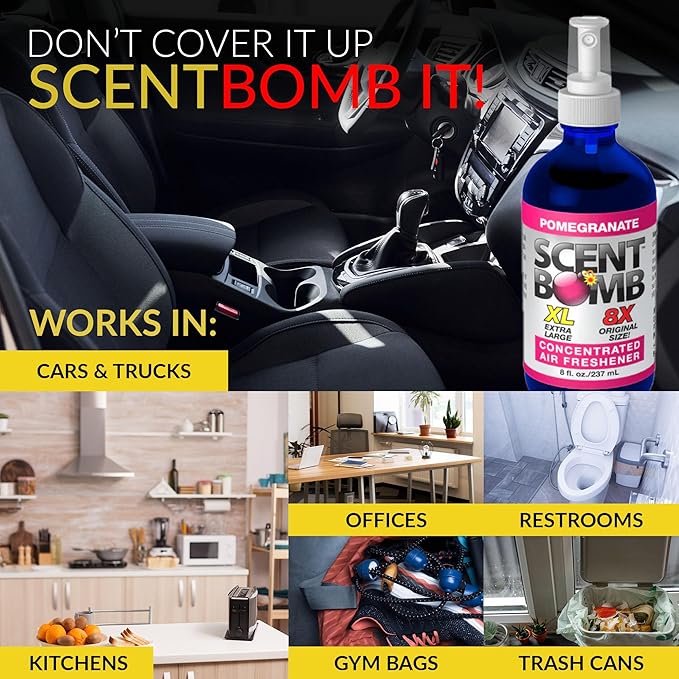Scent Bomb Air Freshener Spray Long-Lasting Odor Eliminator for Home &amp Car Effective Deodorizer for Kitchen Bathroom Fresh Room Spray &amp Smell Neutralizer Pomegranate Scent