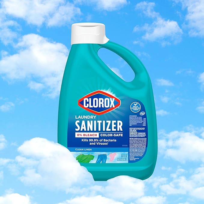 Clorox Laundry Sanitizer 0% Bleach Color Safe Clean Linen 80 Fl oz Pack of 2 (Pack May Vary)