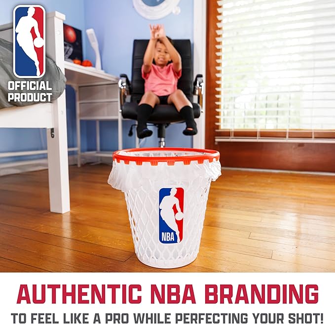 Franklin Sports NBA Mini Hoop Waste Bin – 11 Basketball-Themed Trash Can with Removable Rim for Kids’ Rooms Dorms and Fun Indoor Paper Toss Play – Official NBA Branding Practical &amp Playful Des