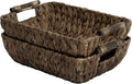 StorageWorks Wicker Baskets for Organizing Woven Basket with Wooden Handles Wicker Storage Baskets for Shelf Brown 2-Pack
