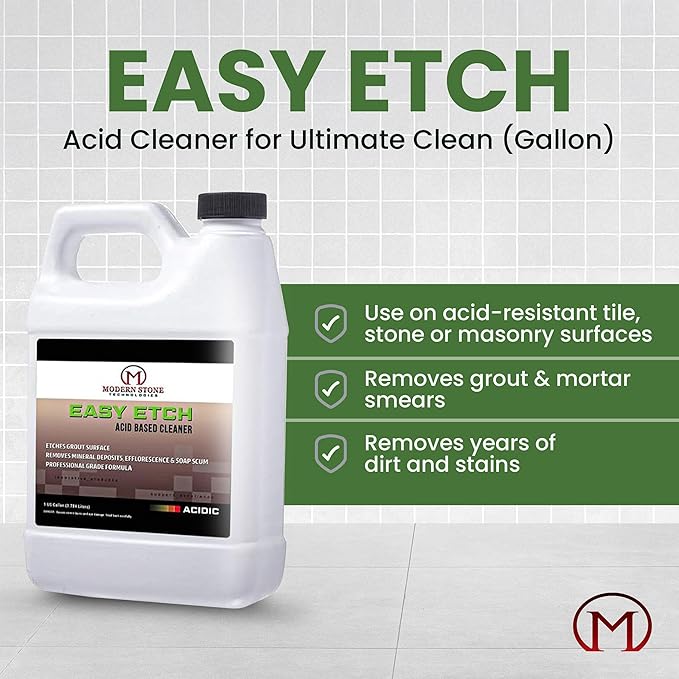Easy Etch – Acid-Based Tile &amp Grout Cleaner Concentrate (Grout Haze/Mortar Smear Remover Mineral Deposit &amp Rust Stain Remover Grout Prep for Color Sealer)