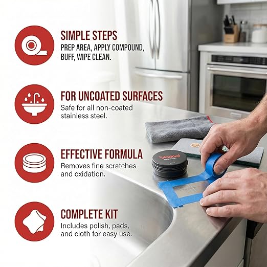 Stainless Steel Scratch Remover Kit for Stove Scratch Repair &amp Polish Only for Non-Coated Cooktops &amp Ranges Reduces Scratches Heat Marks &amp Scuffs