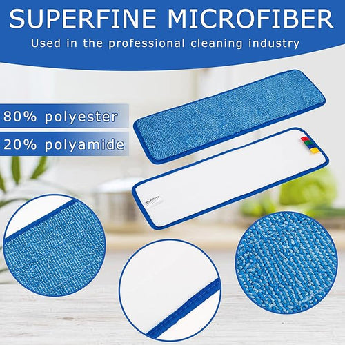12 Pack Replacement Microfiber Pad - Thick - Universal Commercial 17-18 Inch Mop Head- Heavy Duty - Wet &amp Dry Commercial Cleaning Refills Reusable Mop Refills Fit for Most Microfiber Flat Mop Syst