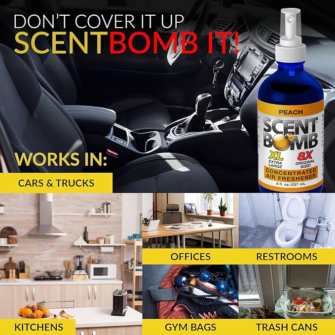 Scent Bomb Air Freshener Spray Long-Lasting Odor Eliminator for Home &amp Car Effective Deodorizer Spray for Kitchen Bathroom Fresh Room Spray &amp Smell Neutralizer Peach