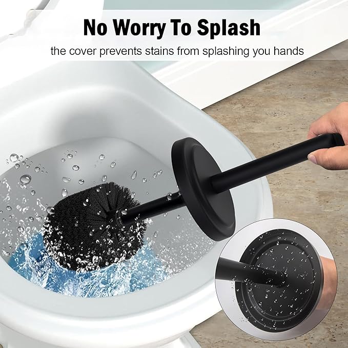 Matte Black Toilet Bowl Brush with Holder Durable Bathroom Cleaning Tool Modern Design for Easy Toilet Maintenance Bathroom Cleaner Brush for Efficient Cleaning and Hygiene