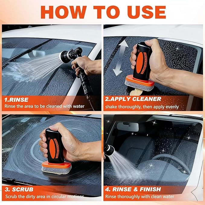 4 PCS Glass Oil Film Remover for Car Handheld Oil Film Remover Glass Emulsion for Car Windshield Shower Door &amp Mirror