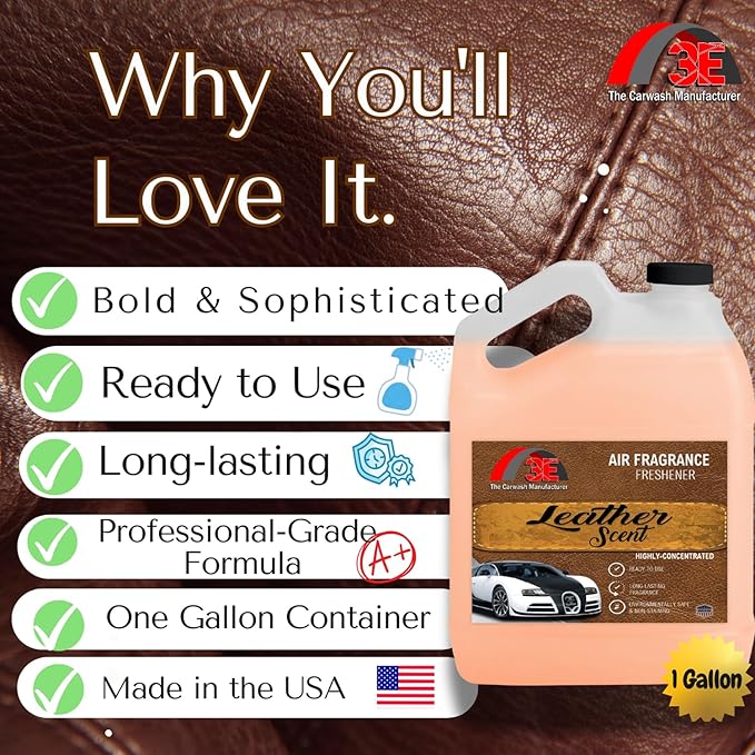 Car Air Freshener Concentrate 128 fl oz Professional Automotive Interior Fragrance Ready to Use Liquid Multiple Scents (Leather)