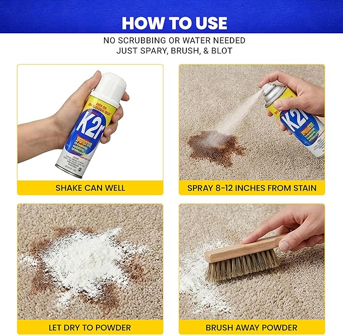 K2R SpotLifter Spot Remover Spray – Quick-Drying Stain Remover for Clothing Carpets Upholstery &amp Wallpaper – Built-In Brush Cap for No-Mess Touch-Ups – 10oz (2 1)