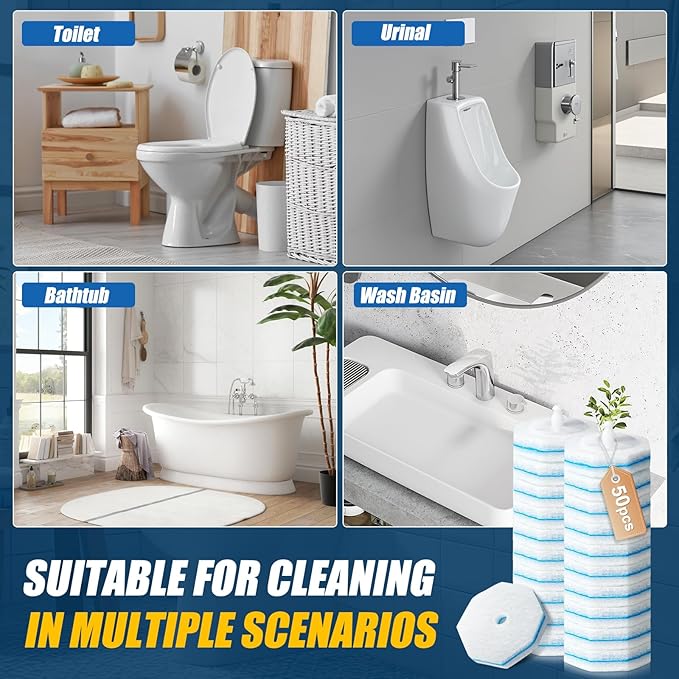 200PC Toilet Bowl Wand Refills Replacement Heads for Bathroom Washroom Cleaning Pads Disposable Toilet Brush Refills Compatible with Household Brushes Scrubbers Cleaning Refill Pads
