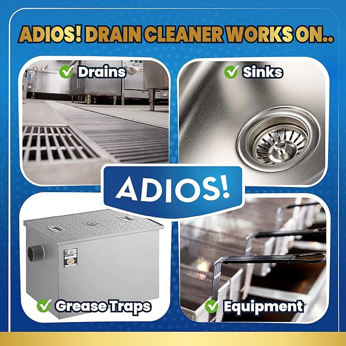 Professional Grease Trap Cleaner for FOG – Cleans Fats Oils &amp Grease from Drains Pipes Safe Enzyme Based Formula for Preventative Maintenance
